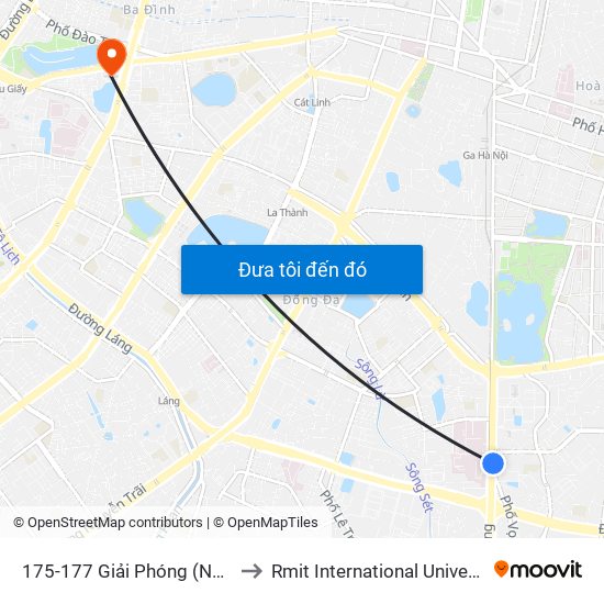 175-177 Giải Phóng (Ngã 3 Lê Thanh Nghị) to Rmit International University Hanoi Campus map