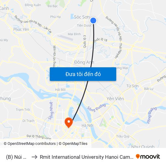 (B) Núi Đôi to Rmit International University Hanoi Campus map