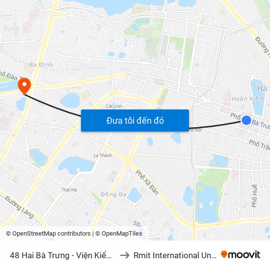 48 Hai Bà Trưng - Viện Kiểm Nghiệm Thuốc Trung Ương to Rmit International University Hanoi Campus map