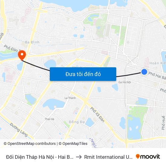 Đối Diện Tháp Hà Nội - Hai Bà Trưng (Cạnh 56 Hai Bà Trưng) to Rmit International University Hanoi Campus map