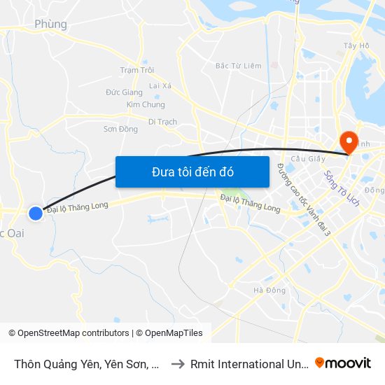 Thôn Quảng Yên, Yên Sơn, Quốc Oai - Đại Lộ Thăng Long to Rmit International University Hanoi Campus map