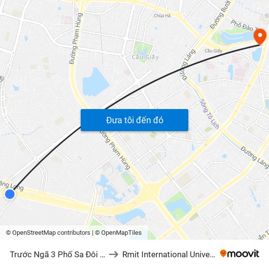 Trước Ngã 3 Phố Sa Đôi - Đại Lộ Thăng Long to Rmit International University Hanoi Campus map