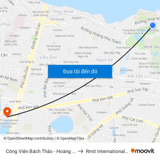 Công Viên Bách Thảo - Hoàng Hoa Thám (Đd Trường Thcs Chu Văn An) to Rmit International University Hanoi Campus map