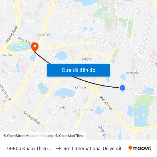 78-80a Khâm Thiên (Đối Diện 71) to Rmit International University Hanoi Campus map