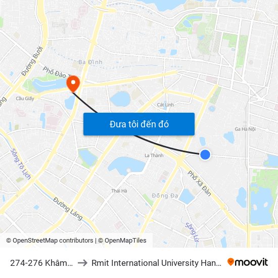 274-276 Khâm Thiên to Rmit International University Hanoi Campus map