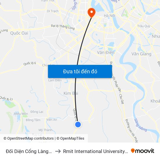 Đối Diện Cổng Làng Tảo Dương to Rmit International University Hanoi Campus map