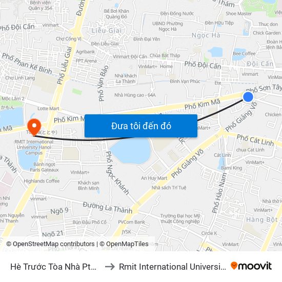 Hè Trước Tòa Nhà Pta - Số 1 Kim Mã to Rmit International University Hanoi Campus map