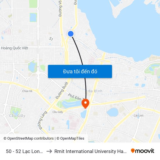 50 - 52 Lạc Long Quân to Rmit International University Hanoi Campus map