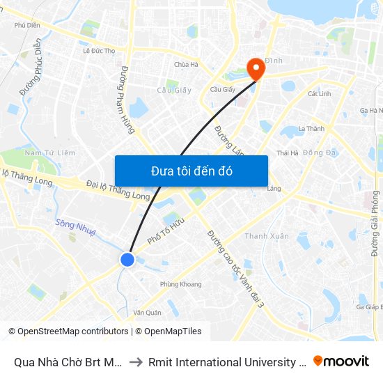 Qua Nhà Chờ Brt Mỗ Lao 30m to Rmit International University Hanoi Campus map