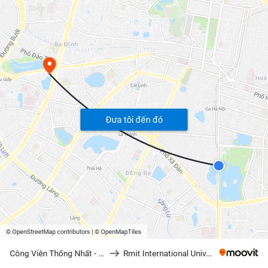 Công Viên Thống Nhất - Đối Diện 326 Lê Duẩn to Rmit International University Hanoi Campus map