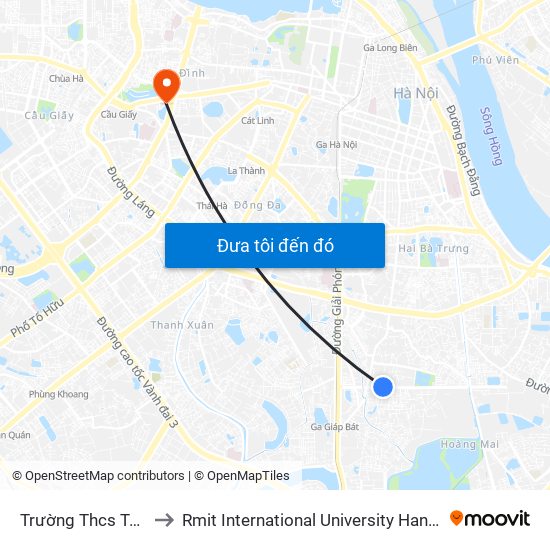 Trường Thcs Tân Mai to Rmit International University Hanoi Campus map