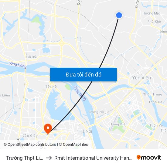 Trường Thpt Liên Hà to Rmit International University Hanoi Campus map