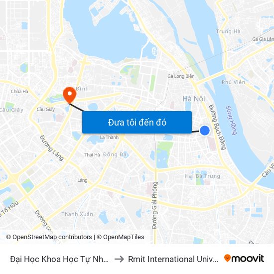 Đại Học Khoa Học Tự Nhiên - 19 Lê Thánh Tông to Rmit International University Hanoi Campus map