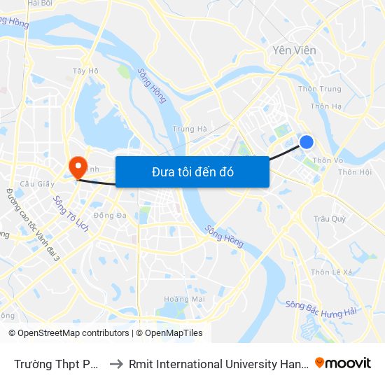 Trường Thpt Phúc Lợi to Rmit International University Hanoi Campus map
