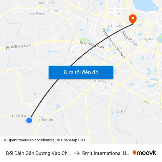 Đối Diện Gần Đường Vào Chùa Trăm Gian 100m - Quốc Lộ 6 to Rmit International University Hanoi Campus map