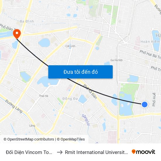 Đối Diện Vincom Tower - Bà Triệu to Rmit International University Hanoi Campus map