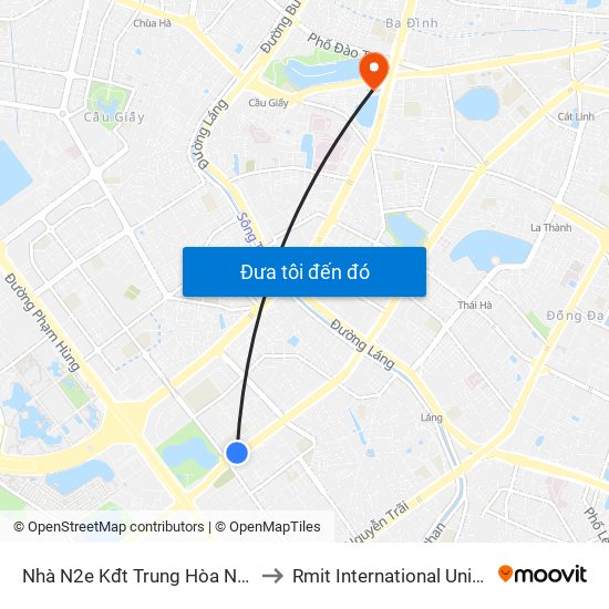 Nhà N2e Kđt Trung Hòa Nhân Chính - Lê Văn Lương to Rmit International University Hanoi Campus map