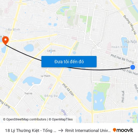 18 Lý Thường Kiệt - Tổng Công Ty Du Lịch Hà Nội to Rmit International University Hanoi Campus map