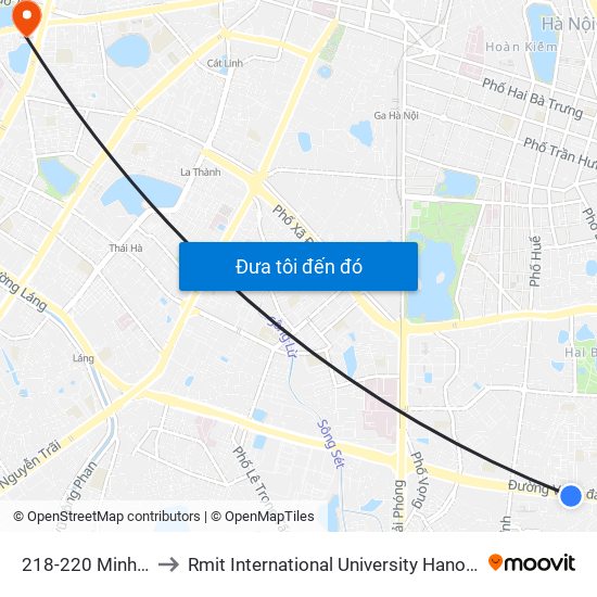 218-220 Minh Khai to Rmit International University Hanoi Campus map