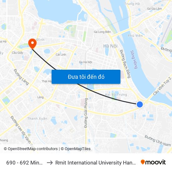 690 - 692 Minh Khai to Rmit International University Hanoi Campus map