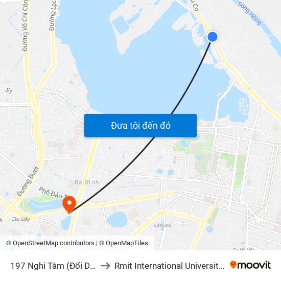 197 Nghi Tàm (Đối Diện Ngõ 276) to Rmit International University Hanoi Campus map