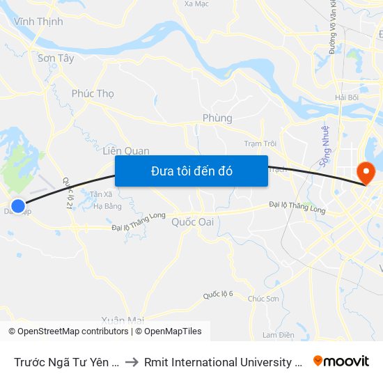 Trước Ngã Tư Yên Bình 50m to Rmit International University Hanoi Campus map