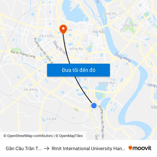 Gần Cầu Trần Thủ Độ to Rmit International University Hanoi Campus map