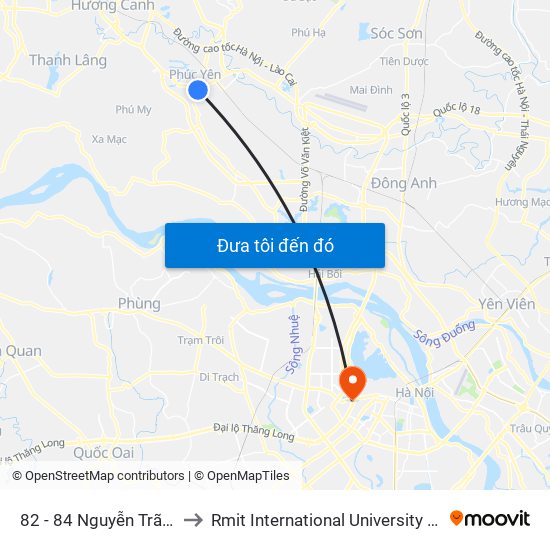 82 - 84 Nguyễn Trãi, Phúc Yên to Rmit International University Hanoi Campus map