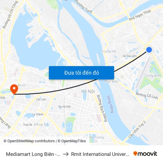 Mediamart Long Biên - Nguyễn Văn Linh to Rmit International University Hanoi Campus map