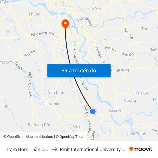 Trạm Bơm Thần Quy - Dt428 to Rmit International University Hanoi Campus map