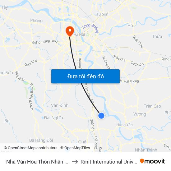 Nhà Văn Hóa Thôn Nhân Sơn, Xã Tri Thủy - Dt428 to Rmit International University Hanoi Campus map