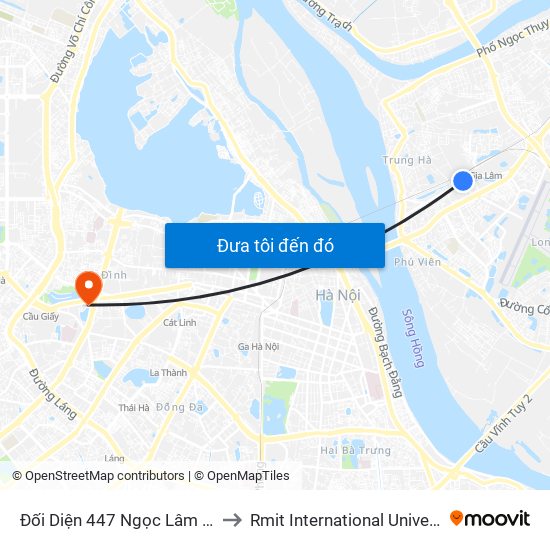 Đối Diện 447 Ngọc Lâm - Vườn Hoa Gia Lâm to Rmit International University Hanoi Campus map