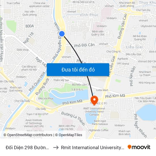 Đối Diện 298 Đường Bưởi Dưới to Rmit International University Hanoi Campus map