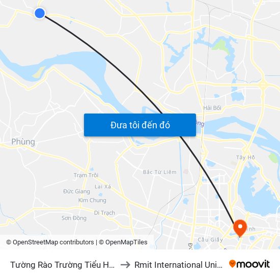 Tường Rào Trường Tiểu Học Thạch Đà B - Thạch Đà to Rmit International University Hanoi Campus map