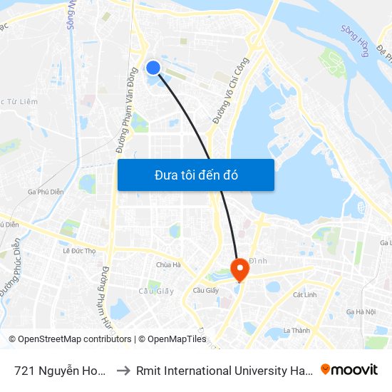 721 Nguyễn Hoàng Tôn to Rmit International University Hanoi Campus map