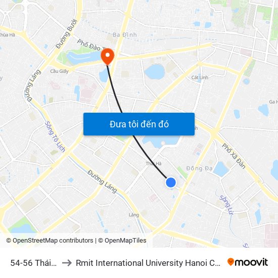 54-56 Thái Hà to Rmit International University Hanoi Campus map