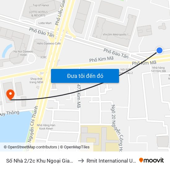 Số Nhà 2/2c Khu Ngoại Giao Đoàn, Phố Kim Mã Đường Dưới to Rmit International University Hanoi Campus map