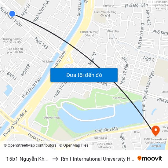 15b1 Nguyễn Khánh Toàn to Rmit International University Hanoi Campus map