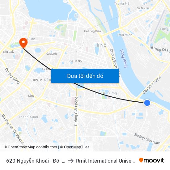 620 Nguyễn Khoái - Đối Diện Dốc Đoàn Kết to Rmit International University Hanoi Campus map