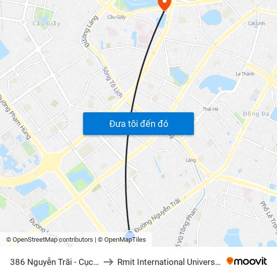 386 Nguyễn Trãi - Cục Sở Hữu Trí Tuệ to Rmit International University Hanoi Campus map