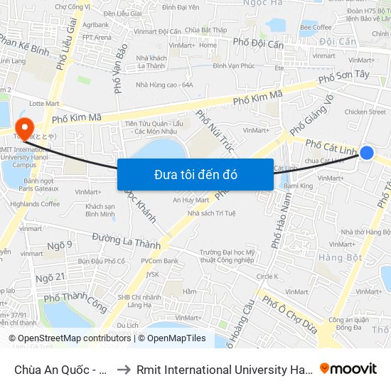 Chùa An Quốc - Cát Linh to Rmit International University Hanoi Campus map