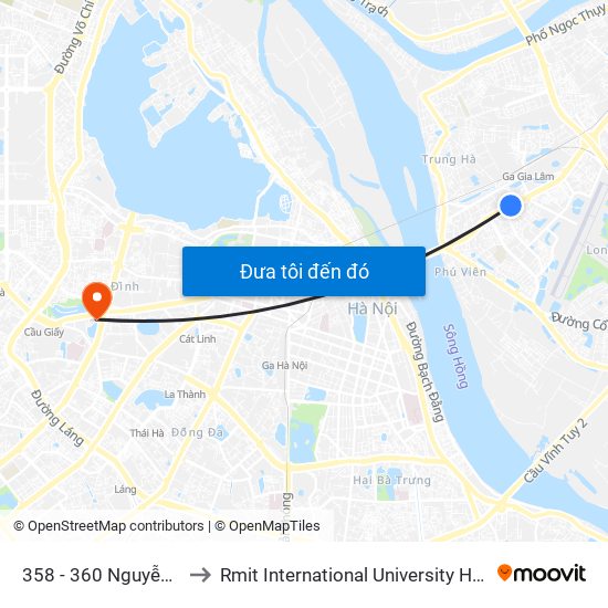 358 - 360 Nguyễn Văn Cừ to Rmit International University Hanoi Campus map