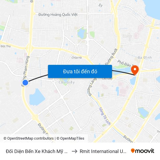 Đối Diện Bến Xe Khách Mỹ Đình - Phạm Hùng (Cột Trước) to Rmit International University Hanoi Campus map