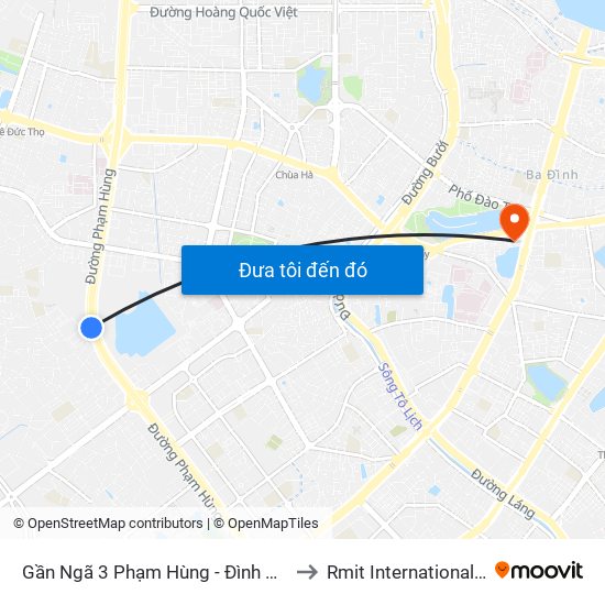 Gần Ngã 3 Phạm Hùng - Đình Thôn (Hướng Đi Khuất Duy Tiến)-Cột Trước to Rmit International University Hanoi Campus map