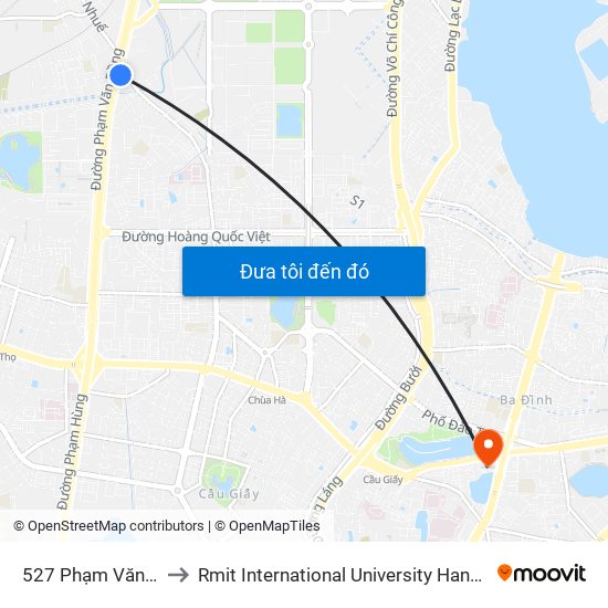 527 Phạm Văn Đồng to Rmit International University Hanoi Campus map