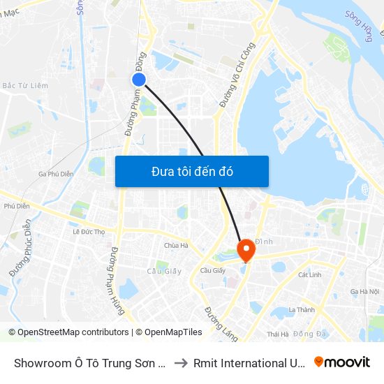 Showroom Ô Tô Trung Sơn (Đối Diện 315 Phạm Văn Đồng) to Rmit International University Hanoi Campus map