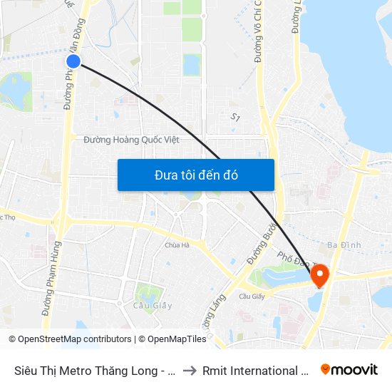 Siêu Thị Metro Thăng Long - Đối Diện Ngõ 599 Phạm Văn Đồng to Rmit International University Hanoi Campus map