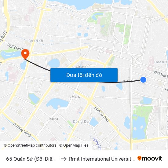 65 Quán Sứ (Đối Diện 80 Quán Sứ) to Rmit International University Hanoi Campus map