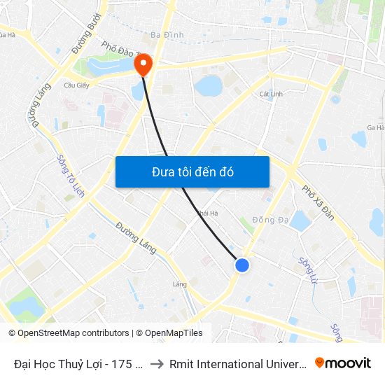 Đại Học Thuỷ Lợi - 175 Tây Sơn (Cột Sau) to Rmit International University Hanoi Campus map