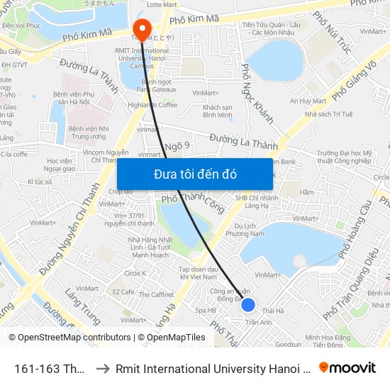 161-163 Thái Hà to Rmit International University Hanoi Campus map